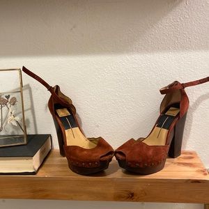 Dolce vita platform clog suede studded peep toe high heal